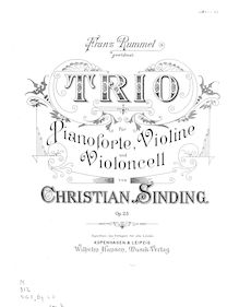Partition de piano, Piano Trio No.1, D major, Sinding, Christian