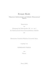 Fermat reals [Elektronische Ressource] : nilpotent infinitesimals and infinite dimensional spaces / vorgelegt von Paolo Giordano