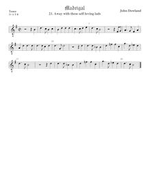 Partition Tenor2 viole de gambe, octave aigu clef, Selected travaux par John Dowland