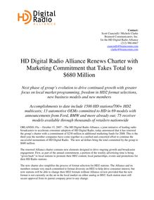 HD Digital Radio Alliance Renews Charter with Marketing Commitment ...