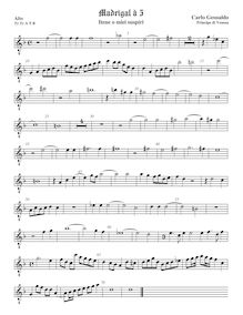 Partition ténor viole de gambe 1, octave aigu clef, Madrigali A Cinque Voci [Libro Quinto]