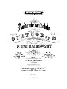 Partition de piano, corde quatuor No.1, D major, Tchaikovsky, Pyotr