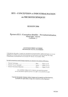 Conception détaillée - pré-industrialisation 2006 BTS Conception et industrialisation en microtechniques