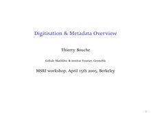 Digitisation Metadata Overview