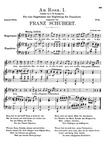 Partition complète, An Rosa (I), D.315, To Rosa, A♭ major, Schubert, Franz