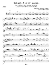 Partition violon, Sonata 2 pour 3, book 3, Barrière, Jean-Baptiste