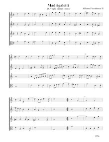 Partition , Voglio cantar e sonar - partition complète (Tr Tr Tr T), Madrigaletti