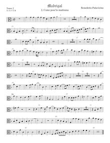 Partition ténor viole de gambe 2, alto clef, Madrigali a 5 voci, Libro 2 par Benedetto Pallavicino par Benedetto Pallavicino