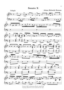 Partition , Sonata en B minor, 12 clavecin sonates ou , Roman, Johan Helmich