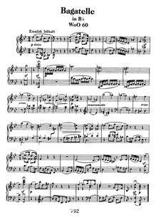 Partition complète, Bagatelle en B♭ major, Dern!ère pensée musicale / Clavierstück par Ludwig van Beethoven