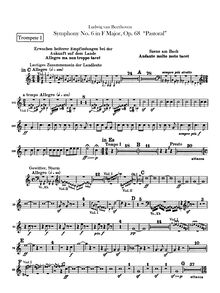 Partition trompette 1, 2 (C), Symphony No.6, Pastoral, F major, Beethoven, Ludwig van