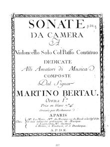 Partition complète, violoncelle sonates, Op.1, Sonate da Camera a Violoncello Solo col Basso Continuo