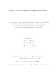 Ab-initio calculations for dilute magnetic semiconductors [Elektronische Ressource] / vorgelegt von Brahim Belhadji