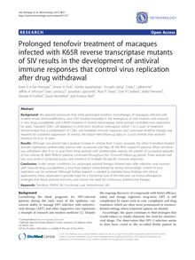 Prolonged tenofovir treatment of macaques infected with K65R reverse transcriptase mutants of SIV results in the development of antiviral immune responses that control virus replication after drug withdrawal