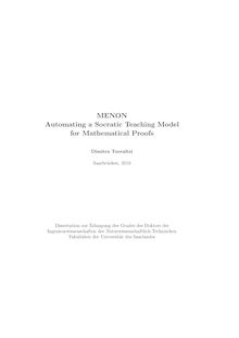MENON [Elektronische Ressource] : automating a Socratic teaching model for mathematical proofs / Dimitra Tsovaltzi