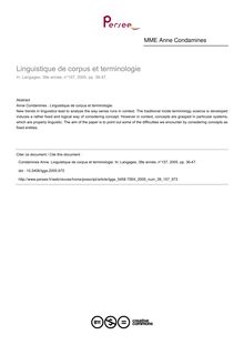 Linguistique de corpus et terminologie - article ; n°157 ; vol.39, pg 36-47