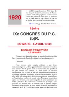 IXe CONGRÈS DU P.C. (b)R.