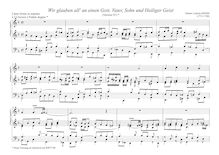 Partition Version 4: Canto fermo en soprano à 2 Claviere è Pedale doppio, Wir glauben all  an einen Gott