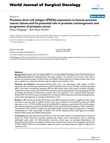 Prostate stem cell antigen (PSCA) expression in human prostate cancer tissues and its potential role in prostate carcinogenesis and progression of prostate cancer