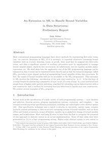 An Extension to ML to Handle Bound Variables in Data Structures: Preliminary Report