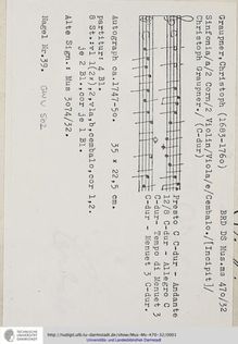 Partition complète et parties, Sinfonia en C major, GWV 502