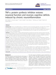 TNF-α protein synthesis inhibitor restores neuronal function and reverses cognitive deficits induced by chronic neuroinflammation