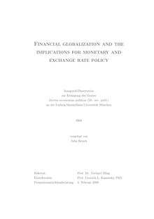 Financial globalization and the implications for monetary and exchange rate policy [Elektronische Ressource] / vorgelegt von Julia Bersch