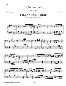 Partition complète, Andante en A major, Klavierstück, A major, Schubert, Franz
