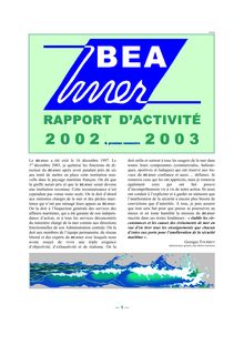 BEAmer : rapport d activité 2002 et premier semestre 2003