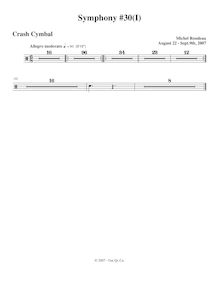 Partition Crash cymbal, Symphony No.30, A major, Rondeau, Michel