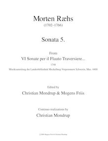 Partition complète (realized continuo), VI Sonate per il Flauto Traversiere par Martin Ræhs