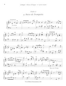Partition , Basse de Trompette, Livre d orgue No.1, Premier Livre d Orgue par Nicolas Lebègue