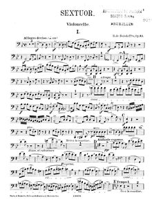 Partition violoncelle, Sextet No.1, Op.43, Piano Quintet No.3 or Sextet No.1