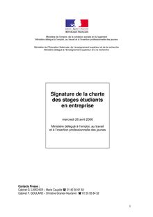 Signature de la charte des stages étudiants en entreprise