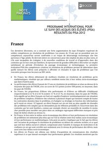 Les résultats du PISA 2012 pour la France