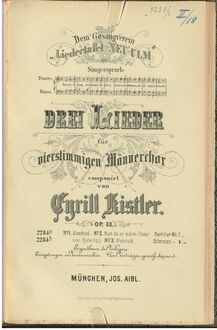 Partition complète, 3 chansons für vierstimmigen Männerchor, 3 Lieder for 4-Part Male Chorus
