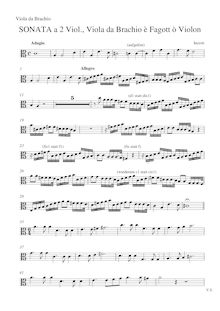 Partition viole de gambe da braccio, Sonata  pour 2 violons, viole de gambe da braccio et basson ou grande viole