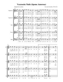 Partition complète (alto notation, SATB  enregistrements), Speme Amorosa