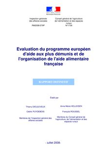 Evaluation du programme européen d aide aux plus démunis et de l organisation de l aide alimentaire française