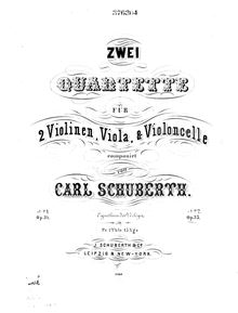 Partition violon 1, corde quatuor No.2, Op.35, [Quartett] für 2 Violinen, Viola & Violoncelle, Op. 35, componirt von Carl Schuberth.