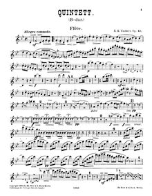 Partition flûte, quintette pour Piano et vents, Op.48, B♭ major