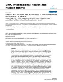 One size does not fit all: local determinants of measles vaccination in four districts of Pakistan