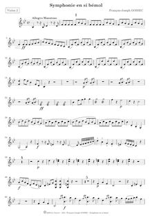 Partition violons II, Symphonie No.1, B♭ major, Gossec, François Joseph par François Joseph Gossec