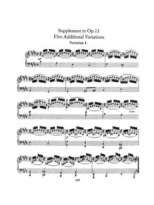 Partition Supplementary Variations, symphonique Etudes, Symphonische Etüden in Orchesterkarakter for Piano von Florestan und Eusebius (first version)Second version: Etudes en formes de Variations