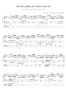 Partition above version transposed to D major, Ärgre dich, o Seele, nicht par Johann Sebastian Bach