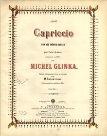 Partition couverture couleur, Capriccio on russe Themes, Glinka, Mikhail