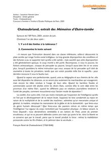 Chateaubriand, extrait des Mémoires d Outre-tombe, IEP Paris, 2001