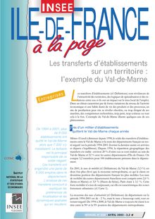 Les transferts d établissements sur un territoire : l exemple du Val-de-Marne