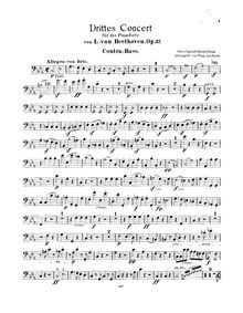 Partition Double basse, Piano Concerto No.3, C Minor, Beethoven, Ludwig van