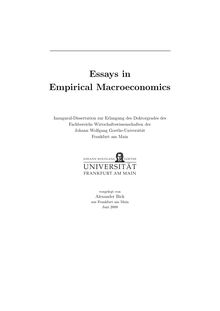 Essays in empirical macroeconomics [Elektronische Ressource] / vorgelegt von Alexander Bick